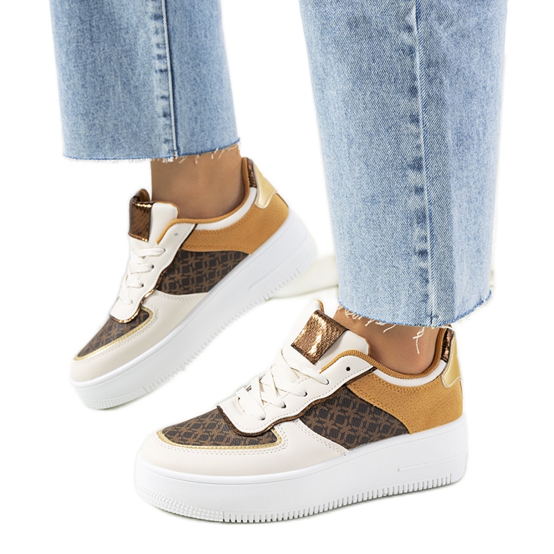 Beige women's Manal sneakers white brown Beige women's Manal sneakers white brown