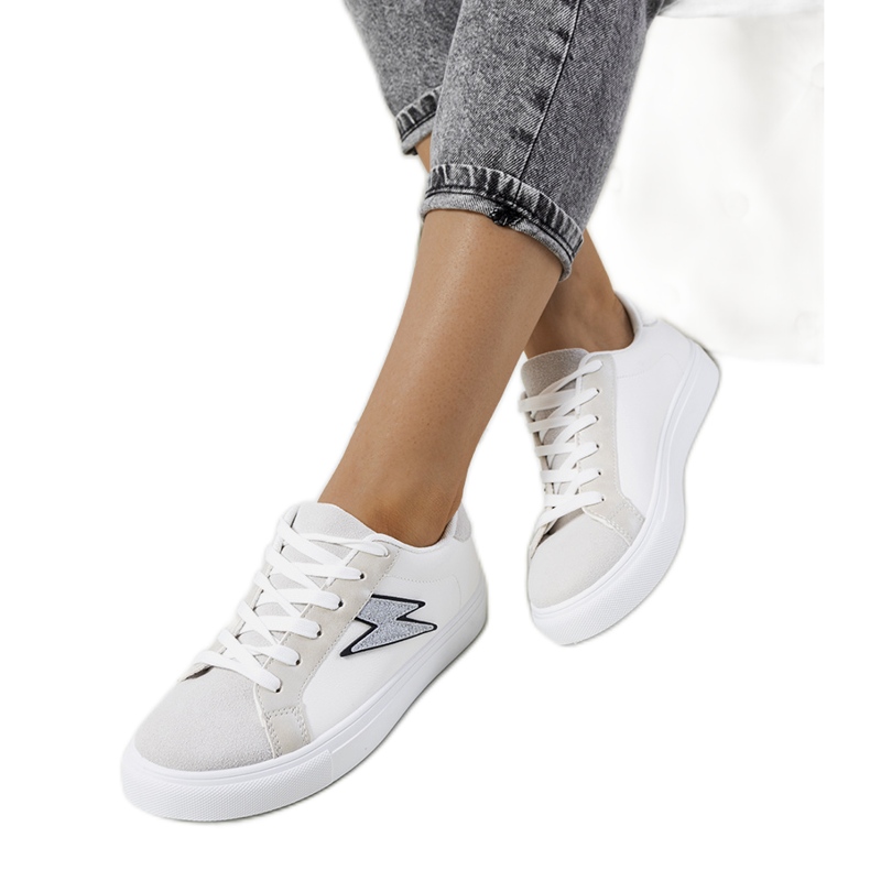 Dings white and gray sneakers silver grey