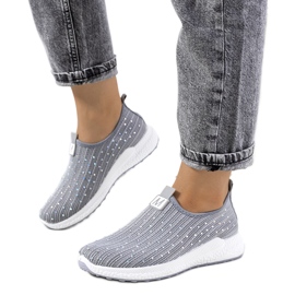 Gray sneakers with Maasje cubic zirconia grey