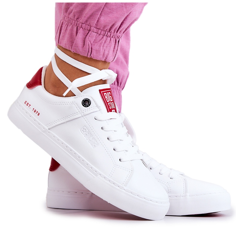 Leather Sneakers Big Star JJ274212 White and Red Leather Sneakers Big Star JJ274212 White and Red