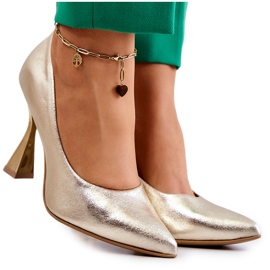 Fashionable Leather Pumps Lewski Shoes 3181 Golden Fashionable Leather Pumps Lewski Shoes 3181 Golden