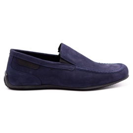 Polbut Men's leather loafers 2105 navy blue