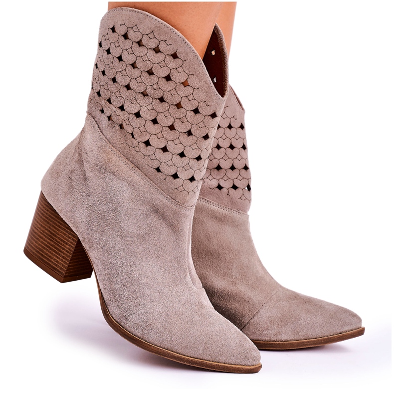 Nicole Women's Cowboy Boots On a Heel Suede Cappuccino Emily beige Nicole Women's Cowboy Boots On a Heel Suede Cappuccino Emily beige