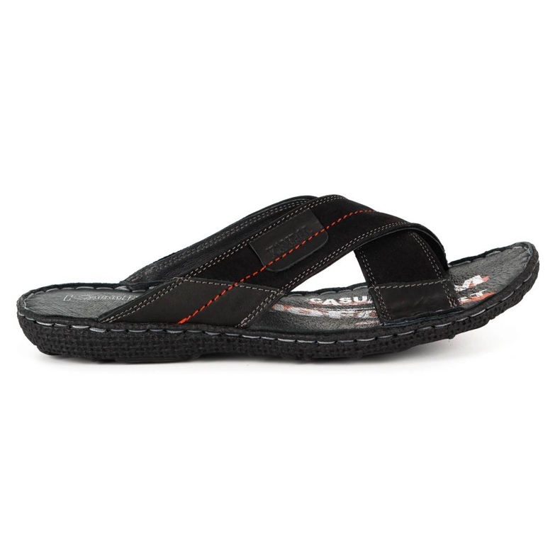 Kampol Men's leather slippers 200/3 black nubuck