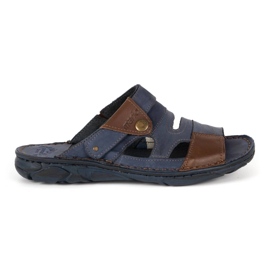 Olivier Men's leather slippers 460MP navy blue Olivier Men's leather slippers 460MP navy blue