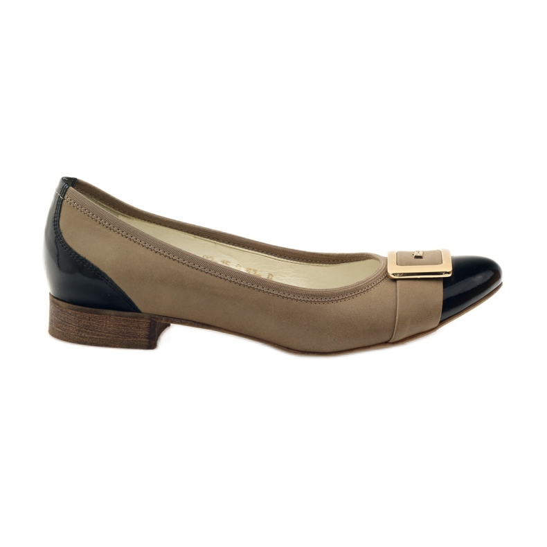 Neścior Pumps with a beige buckle yellow brown black
