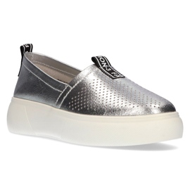 Leather slip-ons Filippo DP2027 / 21 Si silver