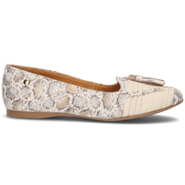 Leather ballerinas Filippo 04016 beige golden Leather ballerinas Filippo 04016 beige golden