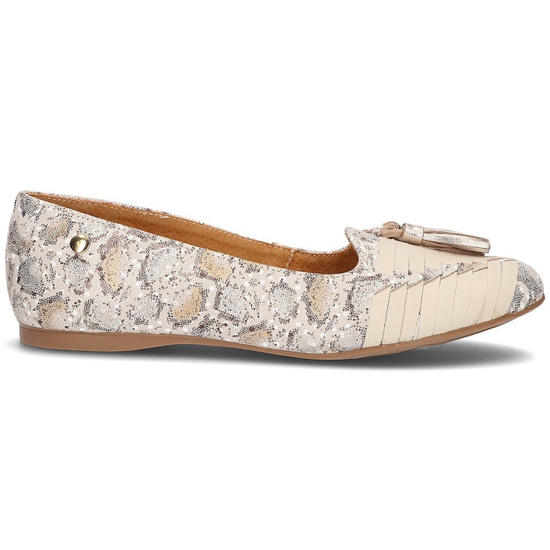 Leather ballerinas Filippo 04016 beige golden