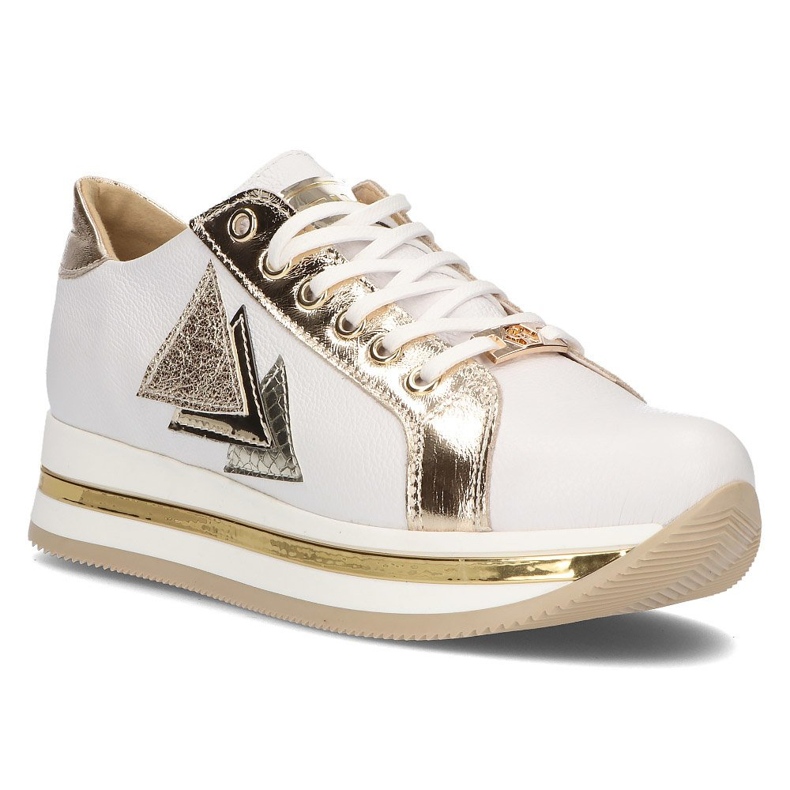 Leather sneakers Filippo 096 white and gold golden Leather sneakers Filippo 096 white and gold golden