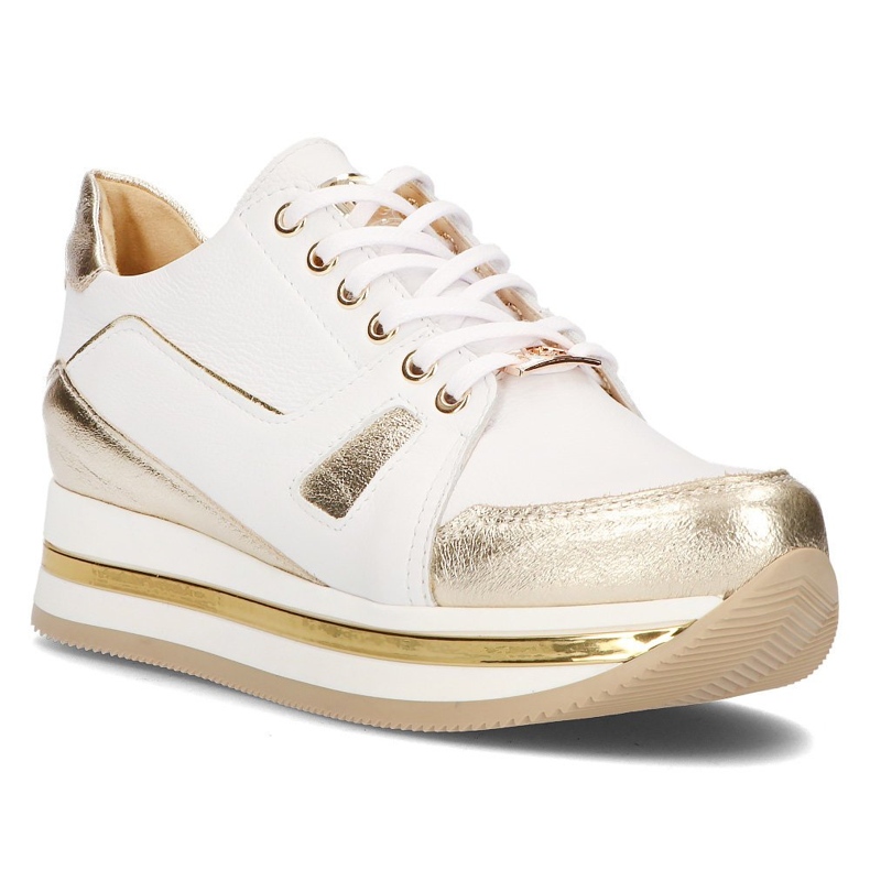 Leather sneakers Filippo 092 white and gold golden