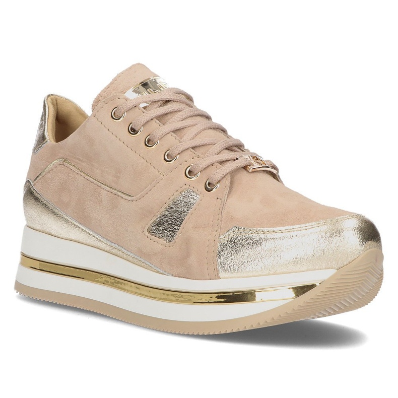 Leather sneakers Filippo 092 beige and gold golden Leather sneakers Filippo 092 beige and gold golden
