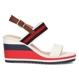 Sandals on the wedge Filippo DS2094 / 21 Wh Nv white red navy blue