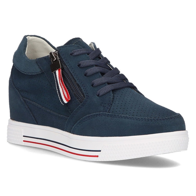 Leather wedge sneakers Filippo DP2350 / 21 Nv navy blue
