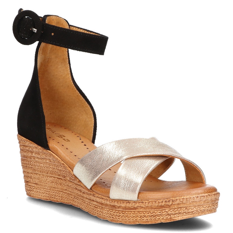 Leather sandals Filippo 04565-25 / 00-5 gold and black golden