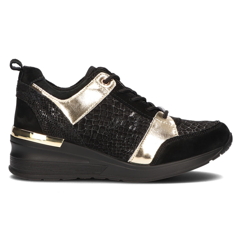 Leather sneakers Filippo DP3170 / 21 Bk black gold golden
