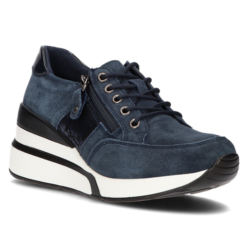 Leather sneakers Filippo DP3176 / 21 Nv navy blue