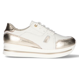 Leather sneakers Filippo DP3407 / 21 Wh white golden Leather sneakers Filippo DP3407 / 21 Wh white golden