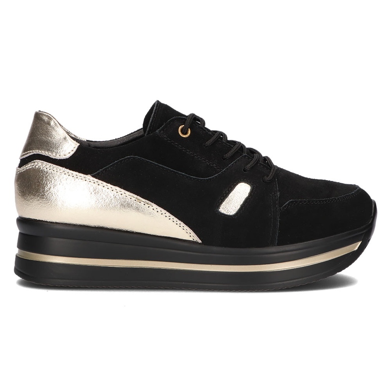 Leather sneakers Filippo DP3407 / 21 Bk Go Black golden