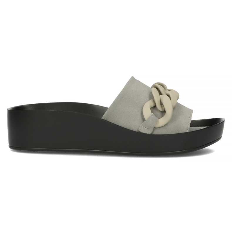 Leather slippers Filippo DK3593 / 22 Gr gray grey