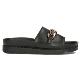 Leather slippers Filippo DK3597 / 22 Bk black Leather slippers Filippo DK3597 / 22 Bk black