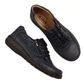 Leather shoes with a zipper Helios W H357D navy blue