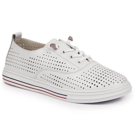 Leather openwork shoes Vinceza W JAN85 white