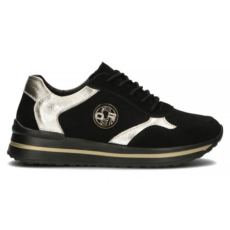 Leather sneakers Filippo DP3544 / 22 Bk black golden