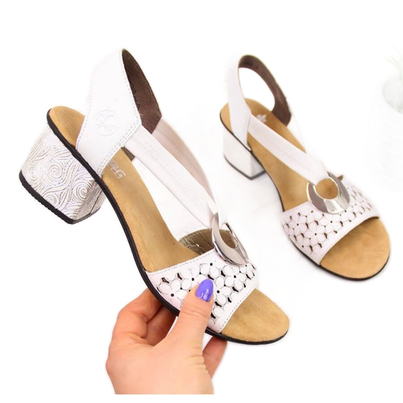 Leather sandals with rubber Rieker W RKR433 white