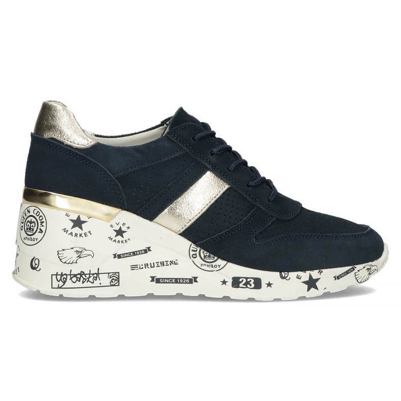 Leather Sneakers Filippo DP3550 / 22 Nv navy blue golden
