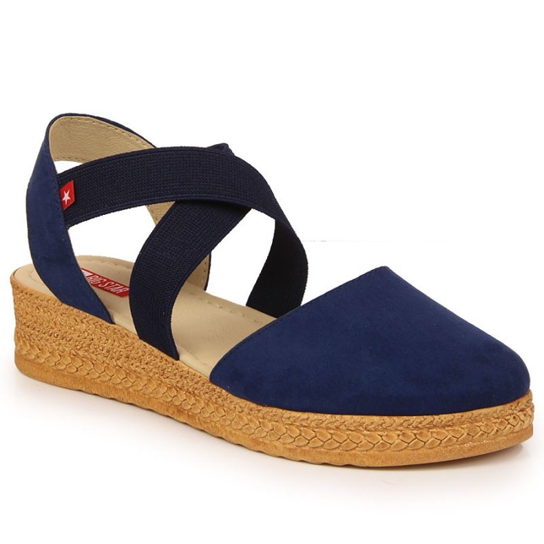 Sandals on the wedge Big Star W JJ276037 navy blue