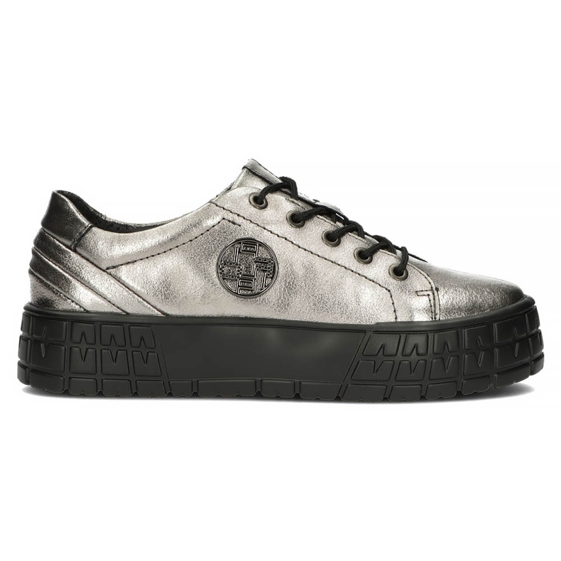 Leather sneakers FILIPPO DP3528 / 22 Gn gun metal silver