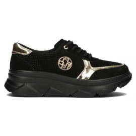 Leather Sneakers Filippo DP2138 / 22 Bk Go black golden