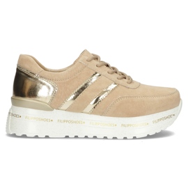 Leather Sneakers Filippo DP3689 / 22 Be beige golden