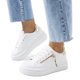 White and gold women's Tamis sneakers golden