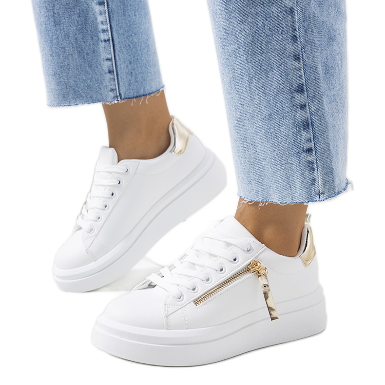 White and gold women's Tamis sneakers golden