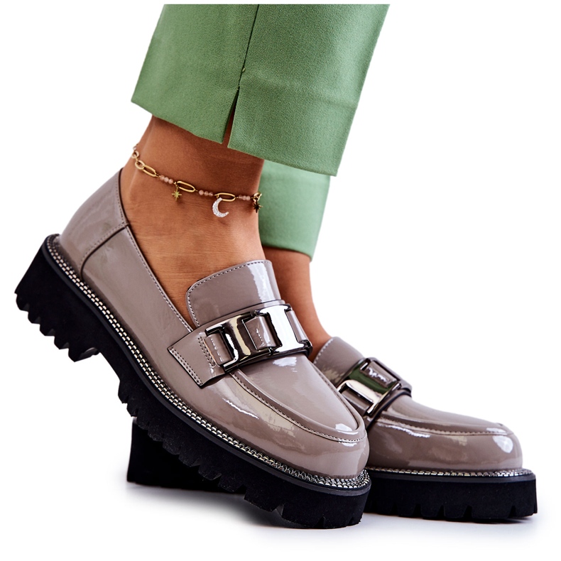 S.Barski Lacquered Leather Shoes Gray Corine grey