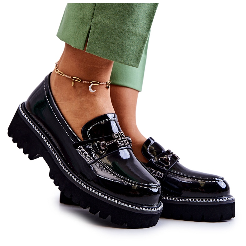S.Barski Patent Leather Shoes With Black Adison Decoration