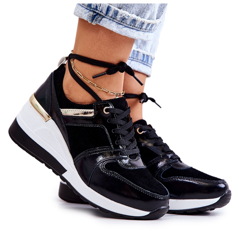 S.Barski Black and white Rayana leather sports shoes on a wedge S.Barski Black and white Rayana leather sports shoes on a wedge