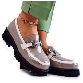 S.Barski Lacquered Women's Loafers Beige-White Cassida S.Barski Lacquered Women's Loafers Beige-White Cassida