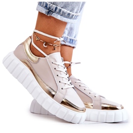 S.Barski Women's Brogues On The Beige And Gold Noriso Platform golden