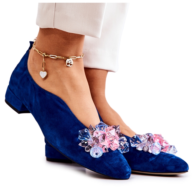 PA2 Elegant Suede Shoes With Navy Blue McQueen Decoration PA2 Elegant Suede Shoes With Navy Blue McQueen Decoration