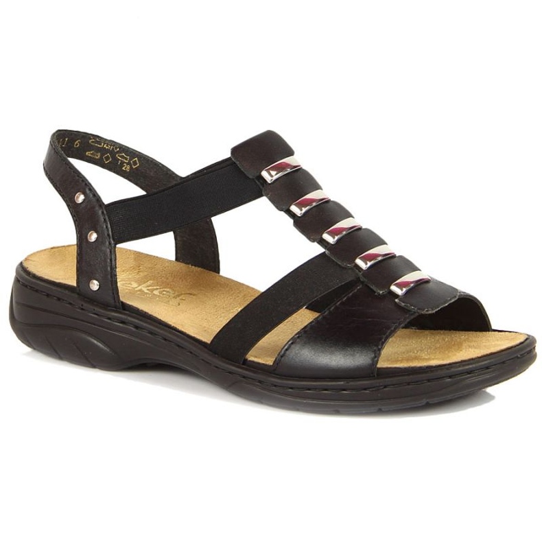 Black leather Roman sandals Rieker W 64580 Black leather Roman sandals Rieker W 64580