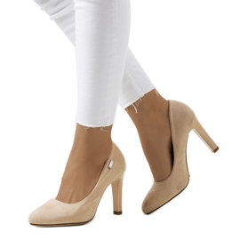 Beige pumps on a Blair stiletto heel