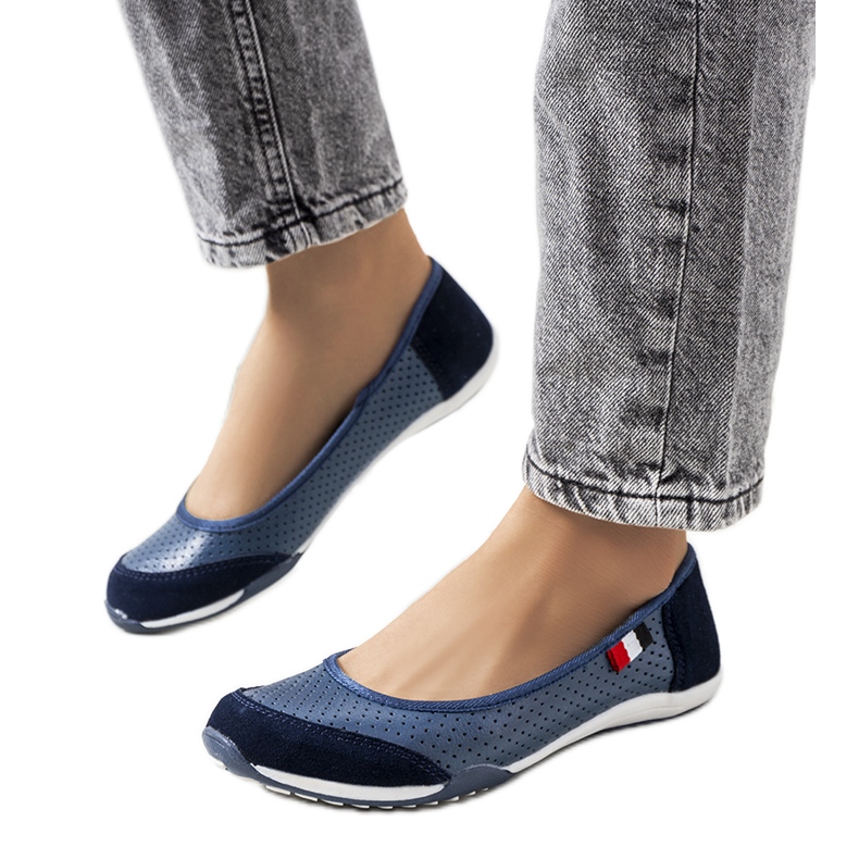 Kester navy leather ballerinas navy blue