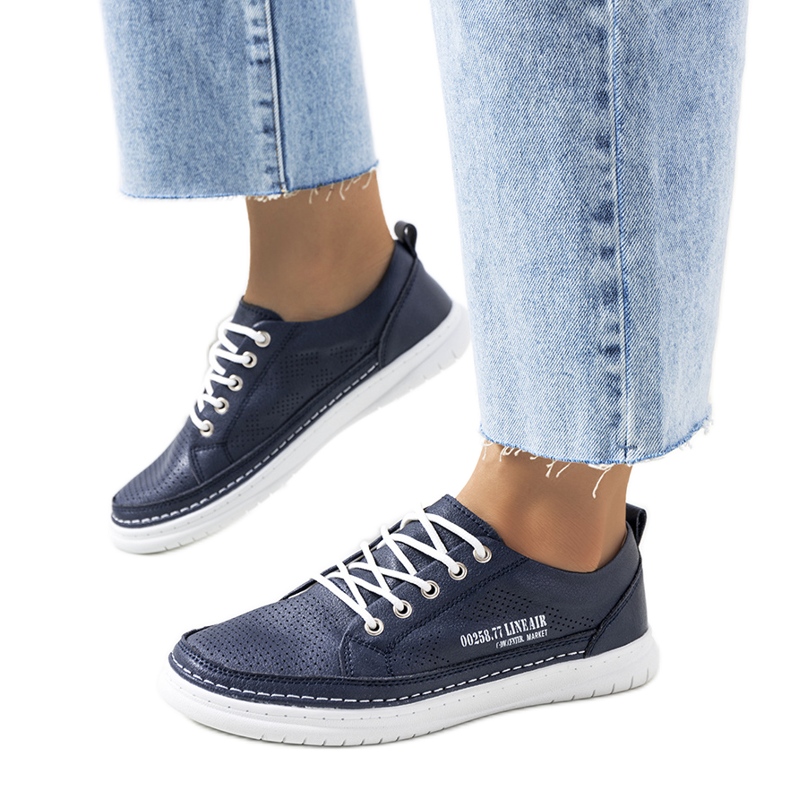 Navy blue leather Valeska sneakers Navy blue leather Valeska sneakers