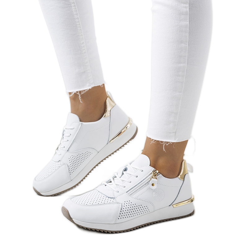 Kappers white leather sneakers golden