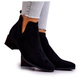 Vinceza Black Carine Openwork Suede Booties With A Cut Vinceza Black Carine Openwork Suede Booties With A Cut