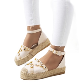 Beige espadrilles with Dide cubic zirconia