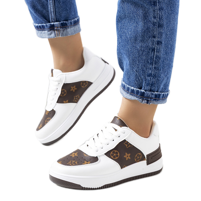 BM White and brown women's Djenna sneakers yellow BM White and brown women's Djenna sneakers yellow